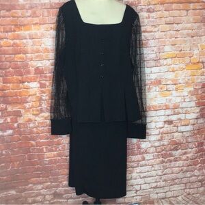 Elegant Black and Silver Two Piece Church Dress Suit